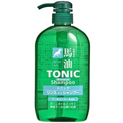 830129 KUMANO YUSHI Horse Oil Tonic Rinse in Shampoo Тонизирующий шампунь-кондиционер для мужчин, с лошадиным маслом и ароматом ментола, 600мл 830129 - фото 1101