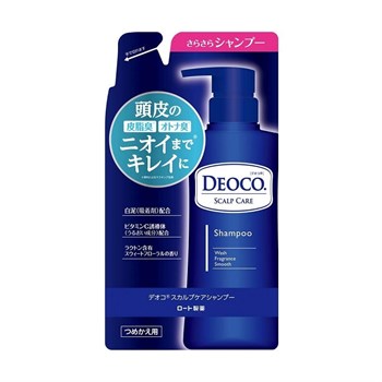 193950 ROHTO Deoco Scalp Care Шампунь для ухода за волосами и кожей головы против неприятного запаха, со сладким цветочным ароматом, сменная упаковка 370мл 193950 - фото 1297