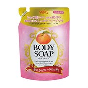 825697 NIHON Крем-мыло для тела "Wins Body Soap peach" с экстрактом листьев персика  м/у 400мл 825697