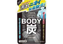 384024 KOSE Mens Softymo Body Soap Charcoal Мужское жидкое мыло для тела, c древесным углем и цитрусовым ароматом, м/у, 400мл 384024