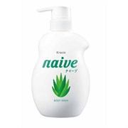 169525 KRACIE Naive Body Soap Aloe Жидкое мыло для тела с экстрактом алоэ, с ароматом цветов и свежей зелени, помпа 530мл 169525