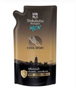 024540 LION Shokubutsu Мужской освежающий крем-гель для душа с экстрактом солода Cool Sport (сменный блок), 500 мл 024540