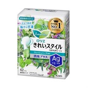 406453 KAO "Laurier" Beautiful Style Deodorant Plus Ежедневные гигиенические прокладки с дезодорирующим эффектом и ионами серебра, с ароматом луговых трав, длина: 14см, в упаковке 62шт. 1/24 406453